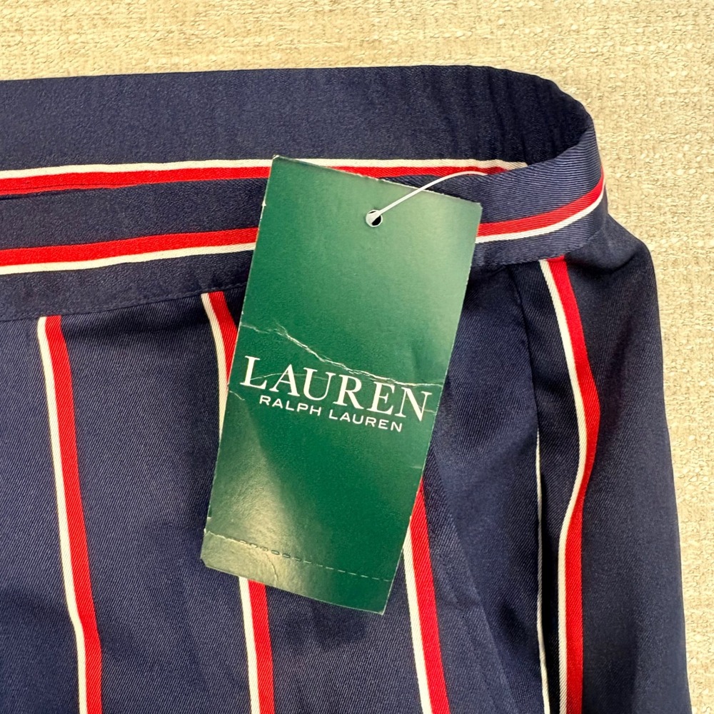 NEW LAUREN RALPH LAUREN Womens Crepe Striped Cropped Skinny Pants 18 NWT $115